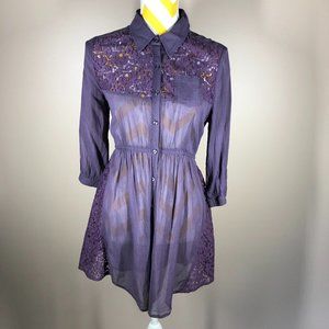 NWOT Free People Purple Button Down size 8